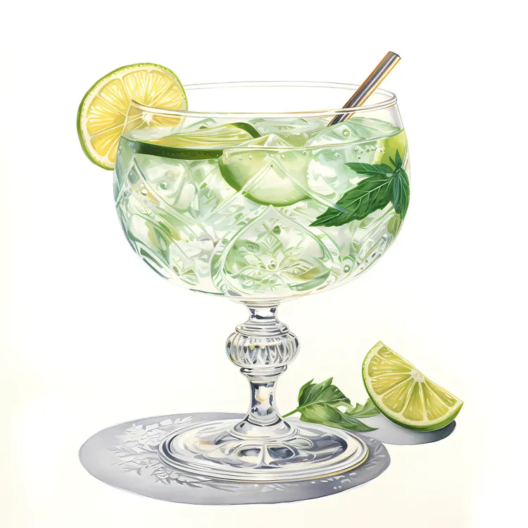 Refreshing Lime Cocktail in Crystal Glass