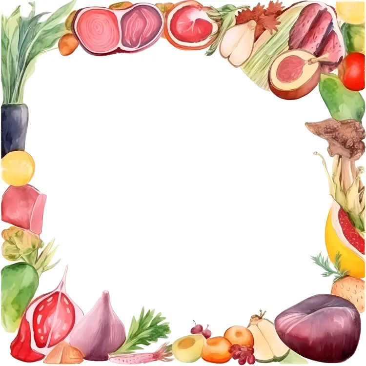 Colorful Frame of Vegetables and Fruits