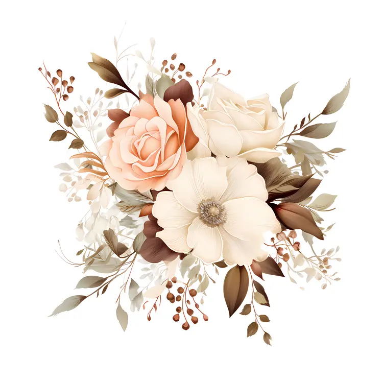 Peach and White Floral Arrangement with Greenery