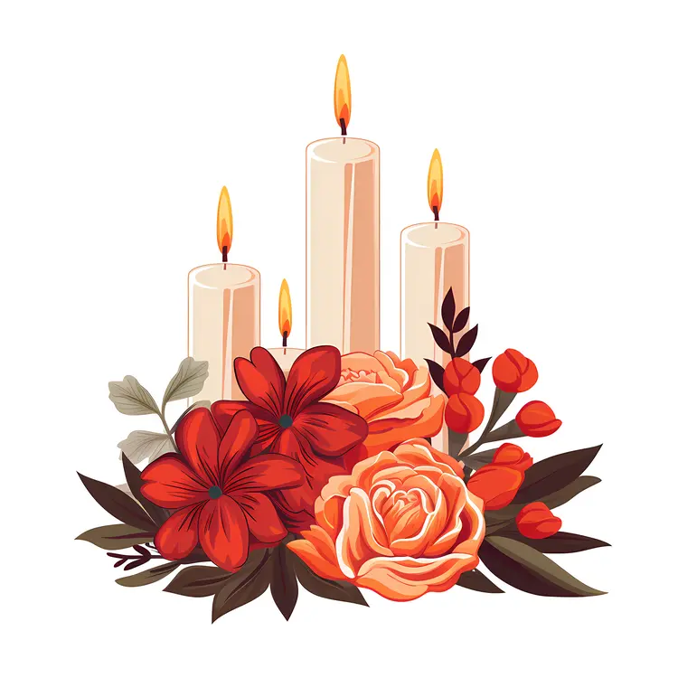 Beautiful Candles and Flowers Arrangement