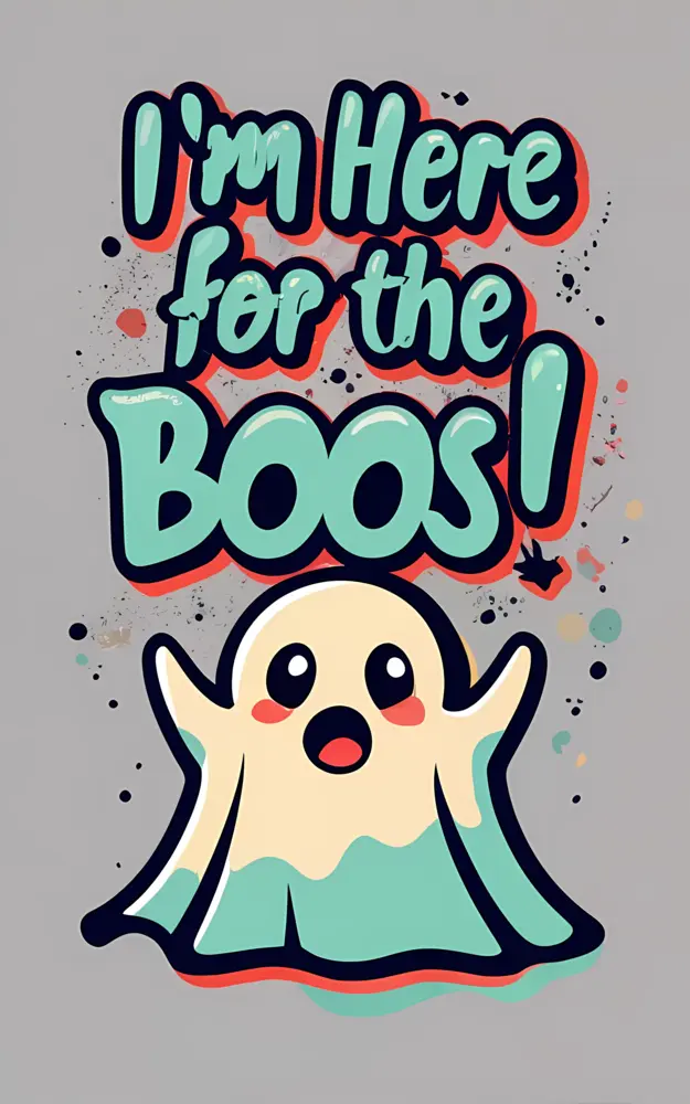 Cute Ghost with 'I'm Here for the Boos' Text