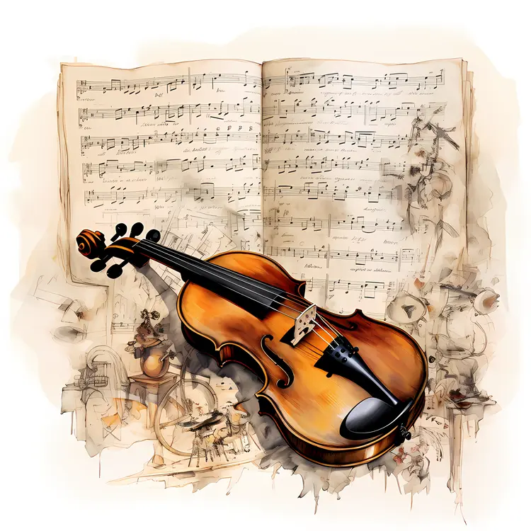 Classical Violin with Sheet Music