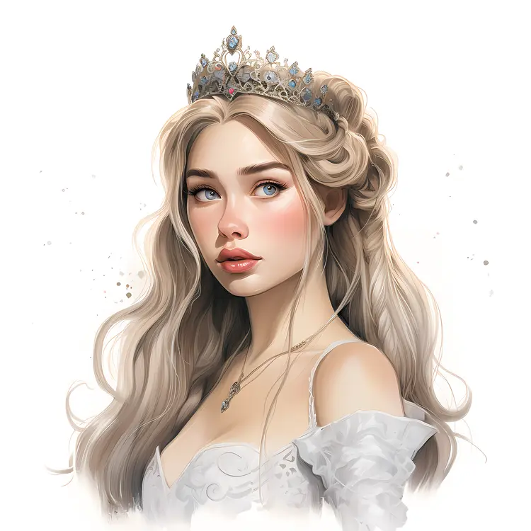 Young girl with crown and blonde hair