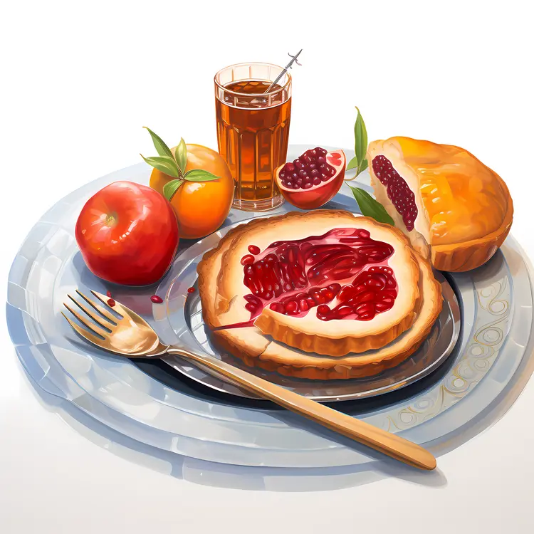 Delicious Pancakes with Pomegranate Jam for Breakfast