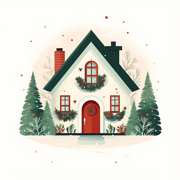 Small house decorated for Christmas