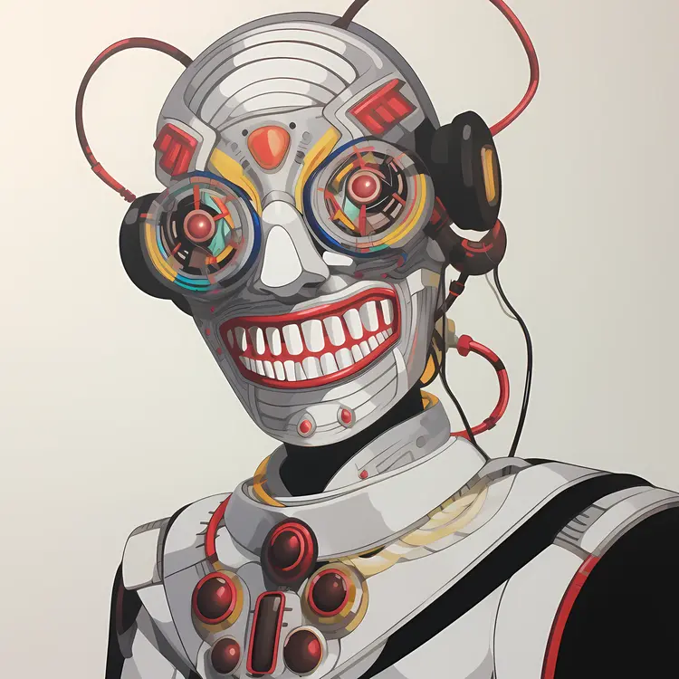 Futuristic Cybernetic Robot with Colorful Details