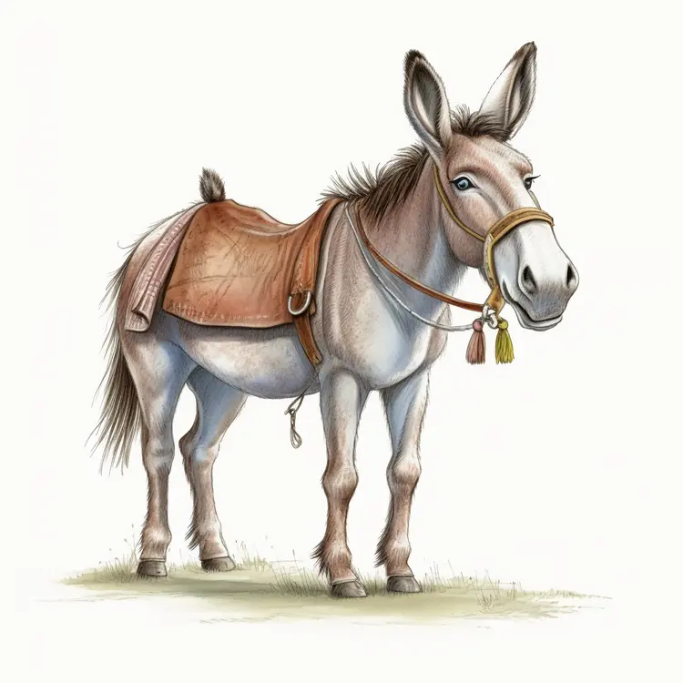 Donkey with Saddle Illustration