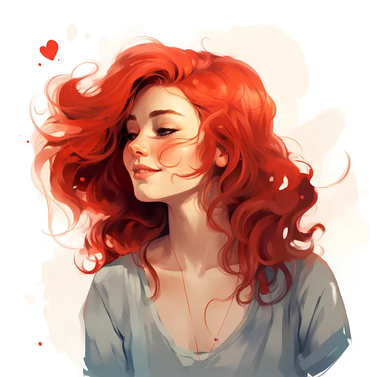 Red-haired Girl with Heart Necklace