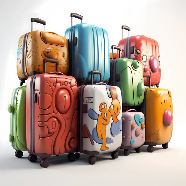 Colorful Cartoon Suitcases
