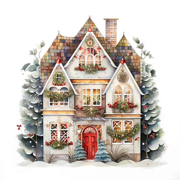 Victorian house decorated for Christmas