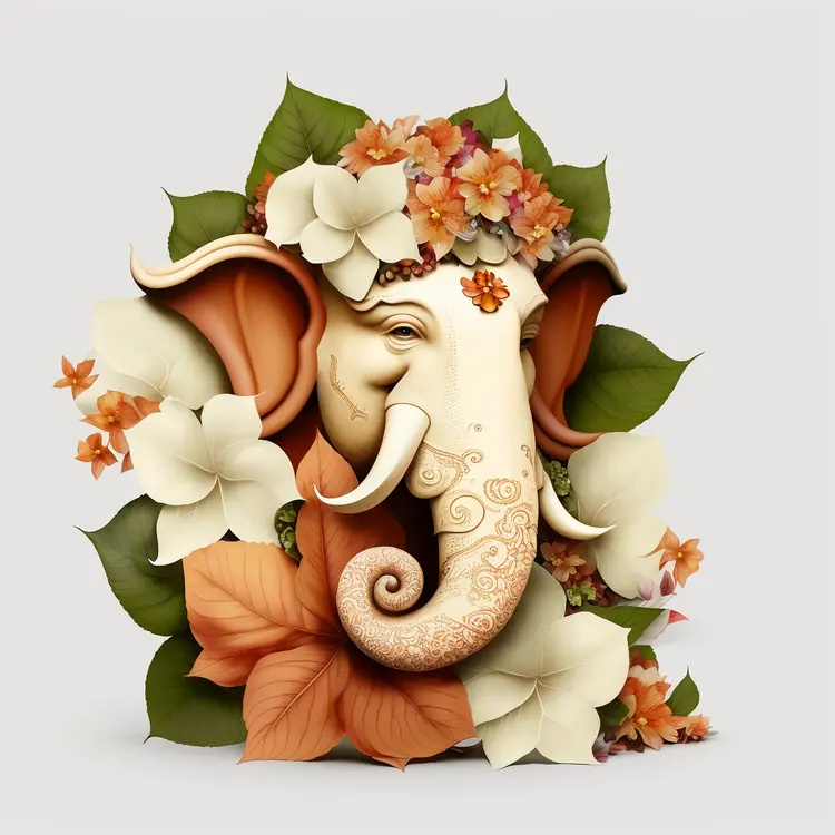 Decorative Elephant with Floral Elements