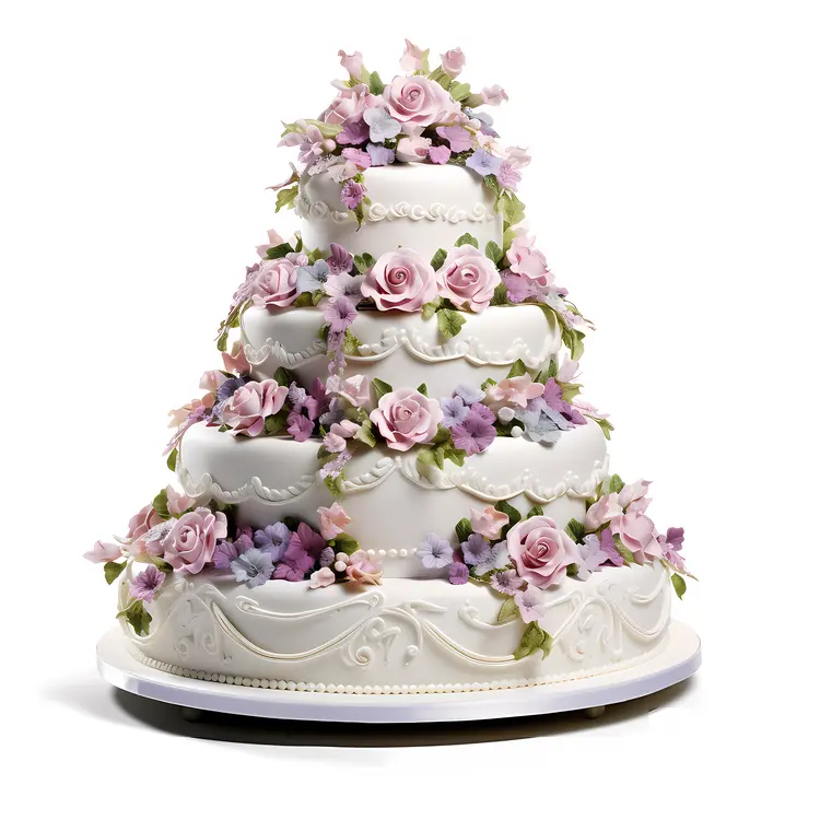 Lavender Cake with Elegant Floral Decorations