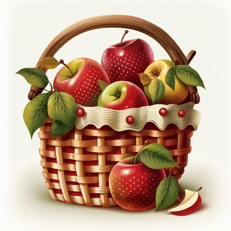 Fresh Apples in a Wicker Basket