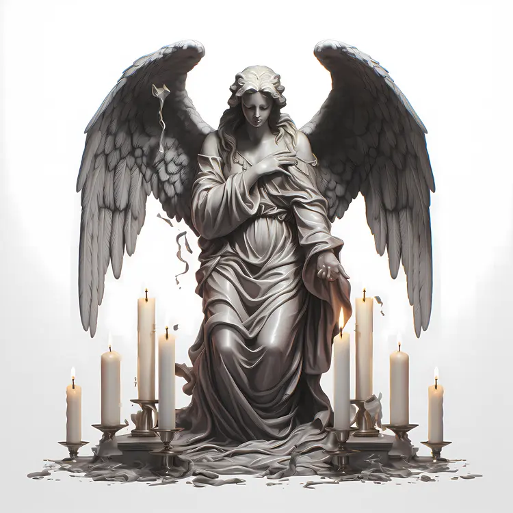 Majestic Angel Statue with Candles