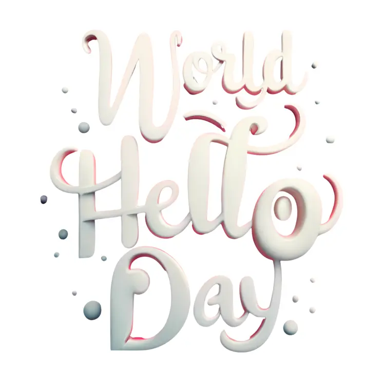 World Hello Day Text with White Letters