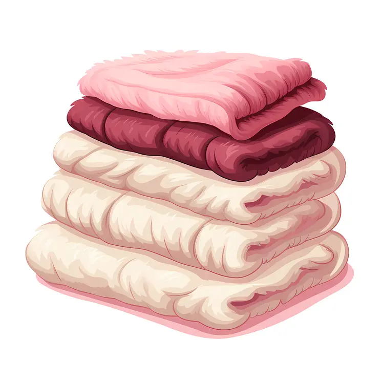 Stack of Cozy Pink and White Blankets