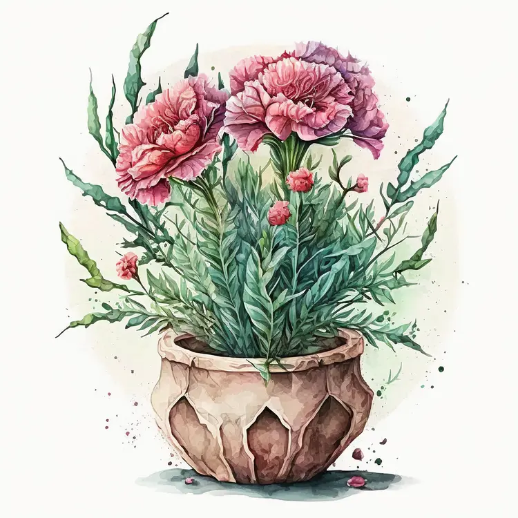 Beautiful Potted Flowers Illustration