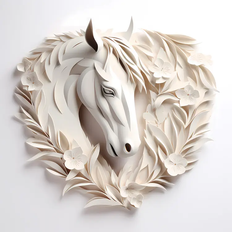 White Horse Paper Craft Art
