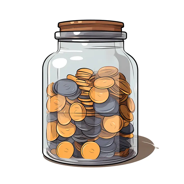 Jar Filled with Coins for Savings