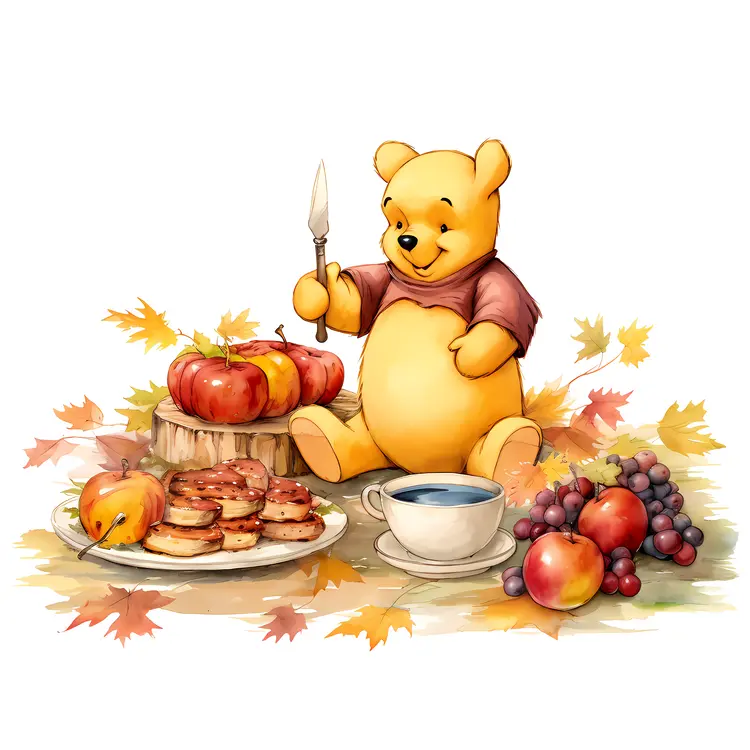 Bear Enjoying Autumn Picnic