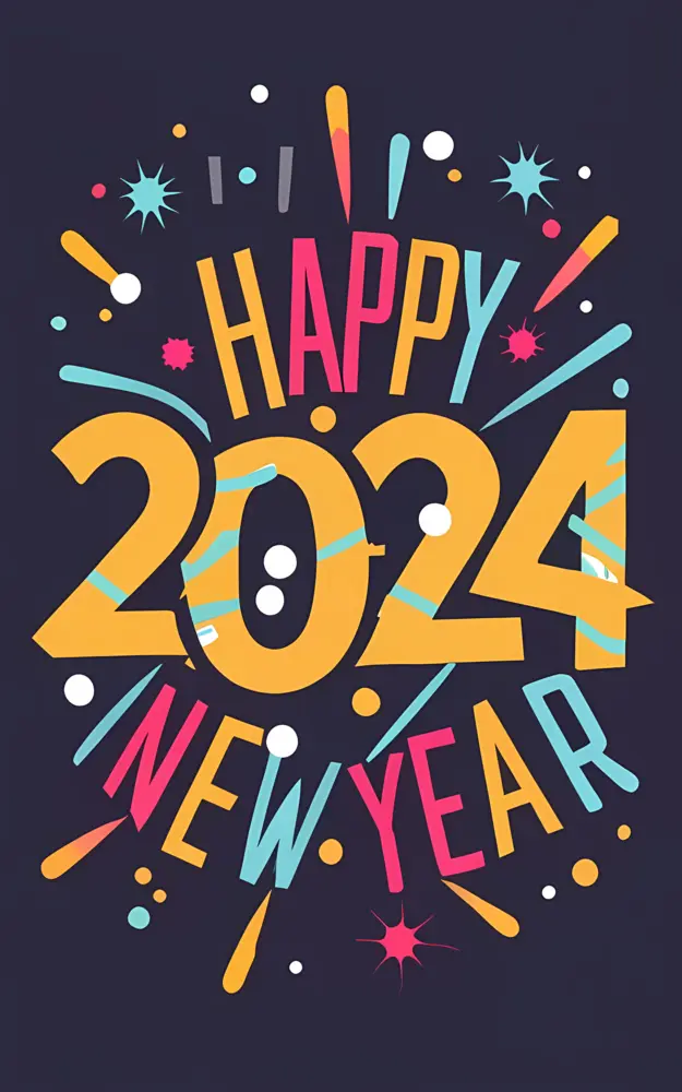 Happy 2024 New Year with Fireworks