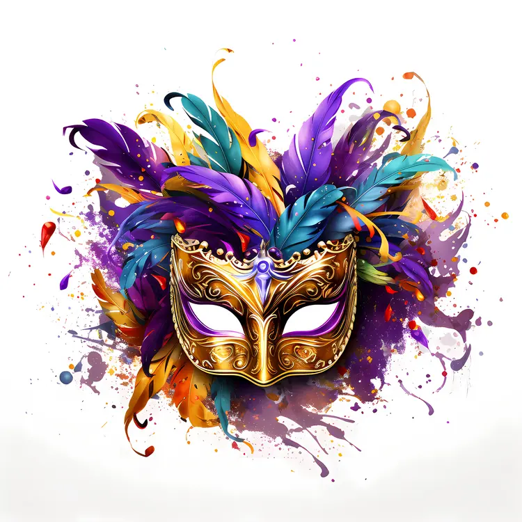 Colorful Carnival Mask with Feathers