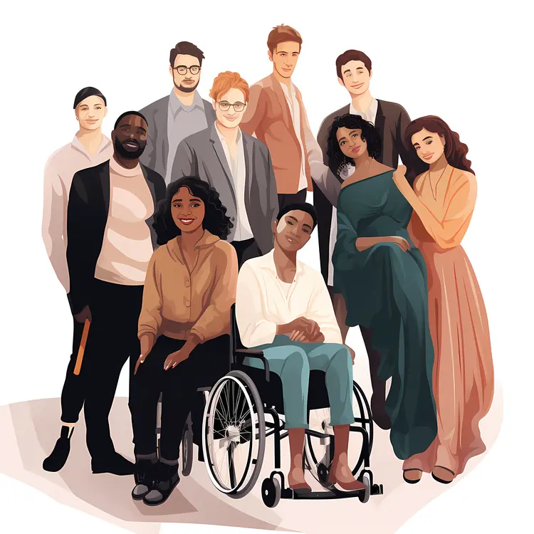 Diverse Group with Person in Wheelchair