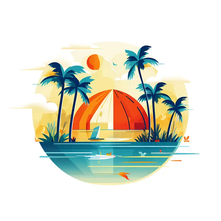 Sailboat in tropical sunset