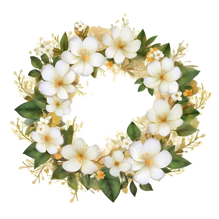 Beautiful Floral Wreath with White Flowers