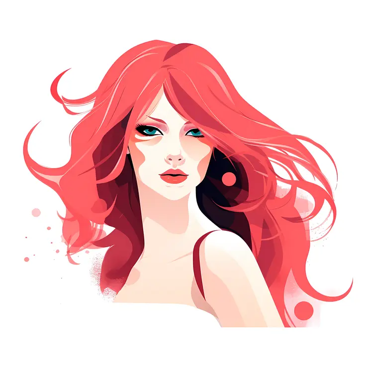 Stylized Red-haired Woman with Intense Gaze