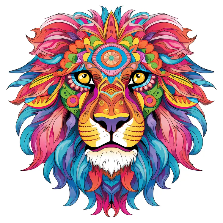 Colorful Lion Illustration