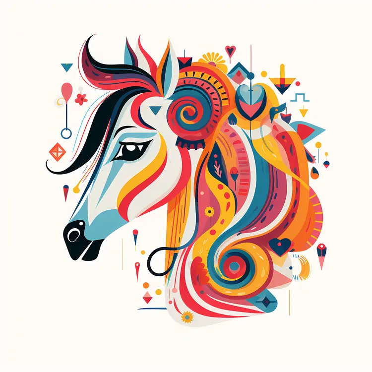 Colorful Abstract Horse Illustration