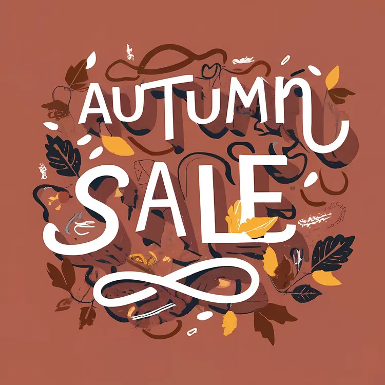 Autumn Sale Text with Artistic Leaves