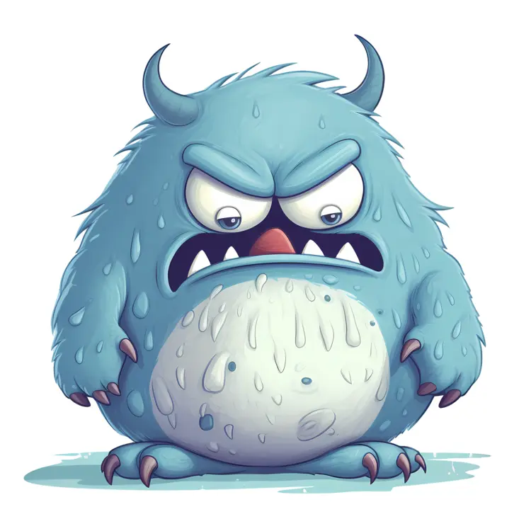 Angry Blue Monster with Horns