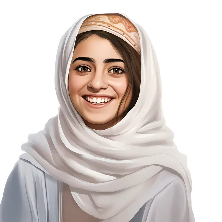 Smiling Woman in White Hijab