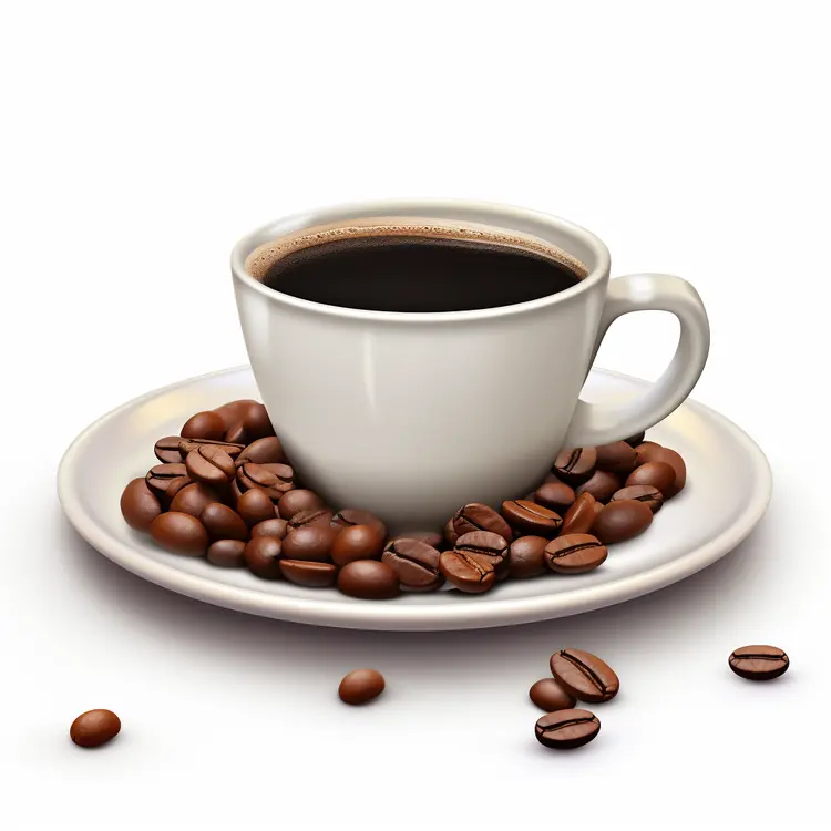 White Coffee Cup with Coffee Beans on Saucer