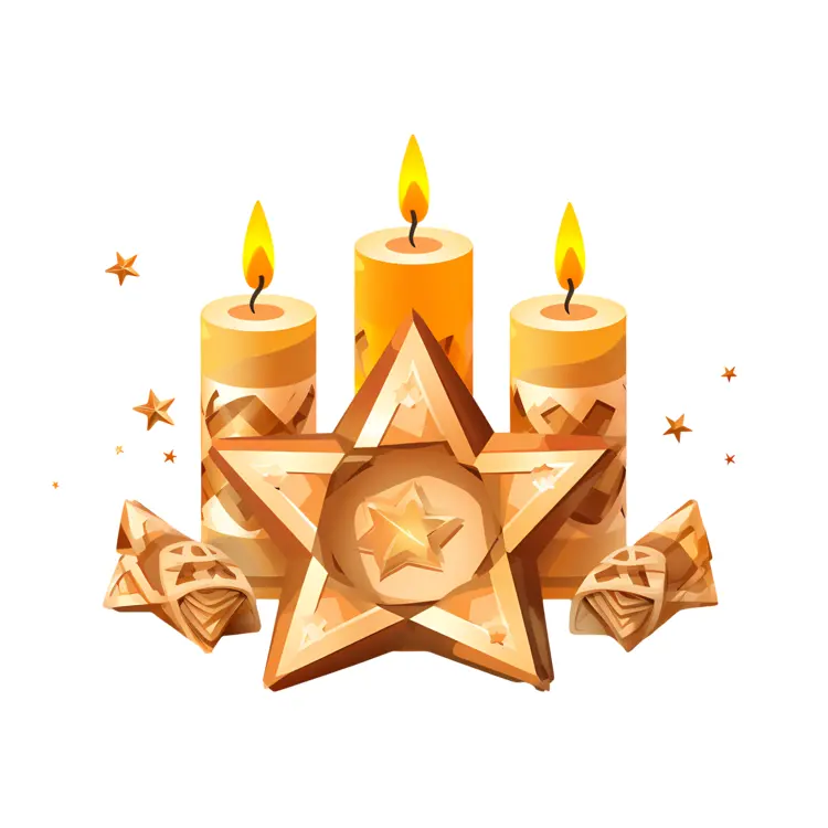 Golden Star with Candles for Festive Decoration