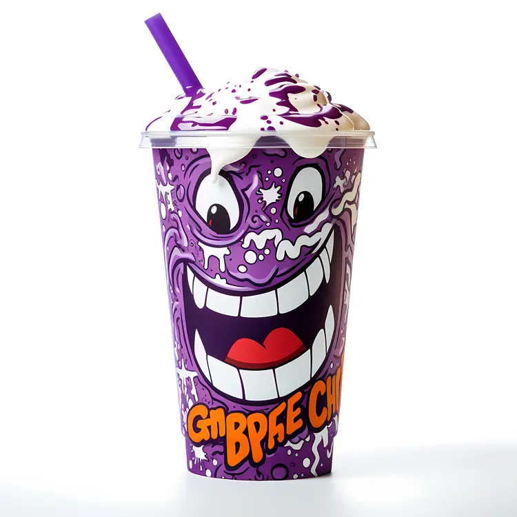 Fun Purple Cartoon Milkshake Cup