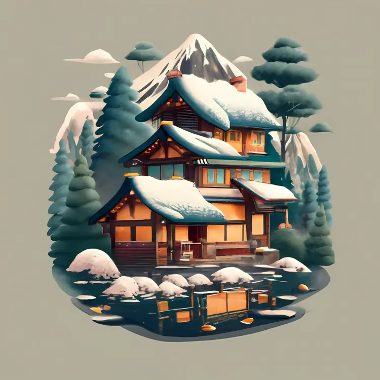 Winter Cottage in the Mountains