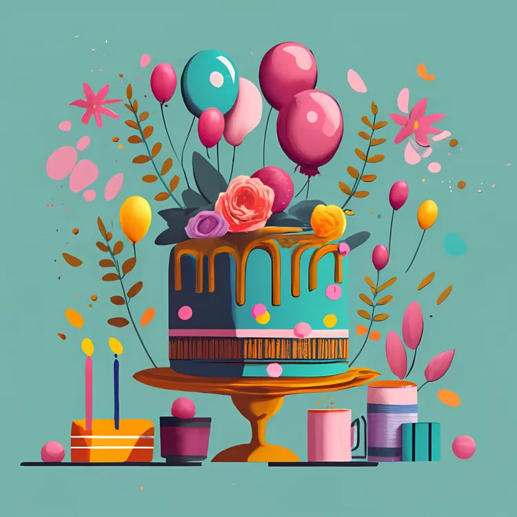 Charming Birthday Cake with Candles and Flowers