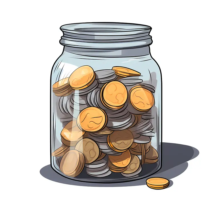 Coin Jar Filled with Savings
