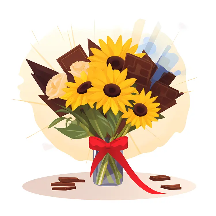 Sunflower and Chocolate Bouquet
