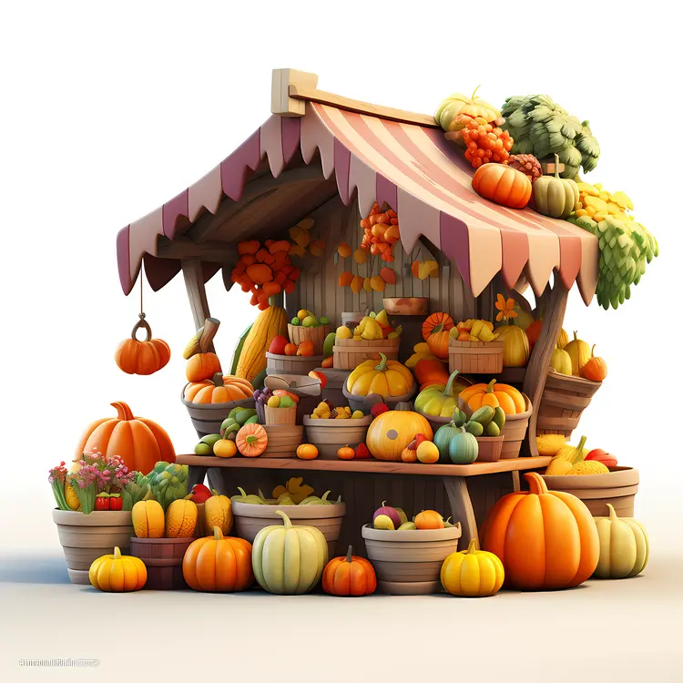 Colorful Pumpkin Market Stall