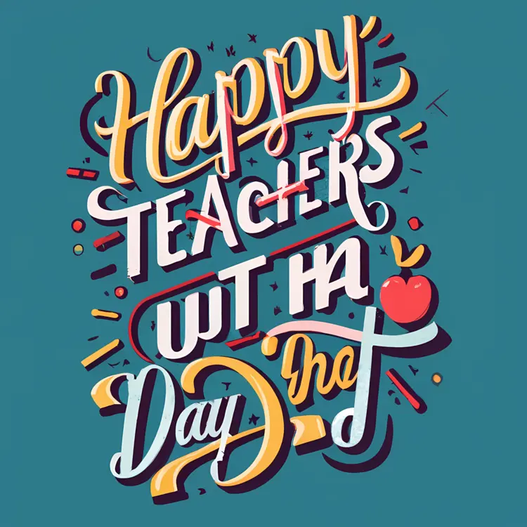 Happy Teacher's Day with Apple and Pencils