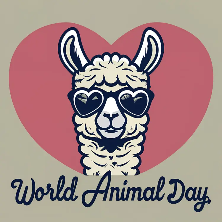 World Animal Day with Llama and Heart