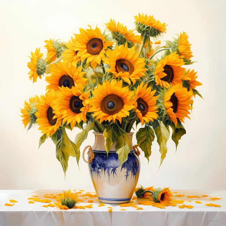 Sunflowers in a Decorative Vase