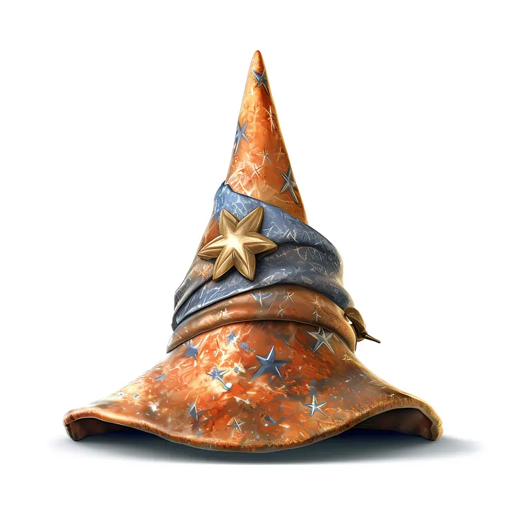 Orange Wizard Hat with Stars