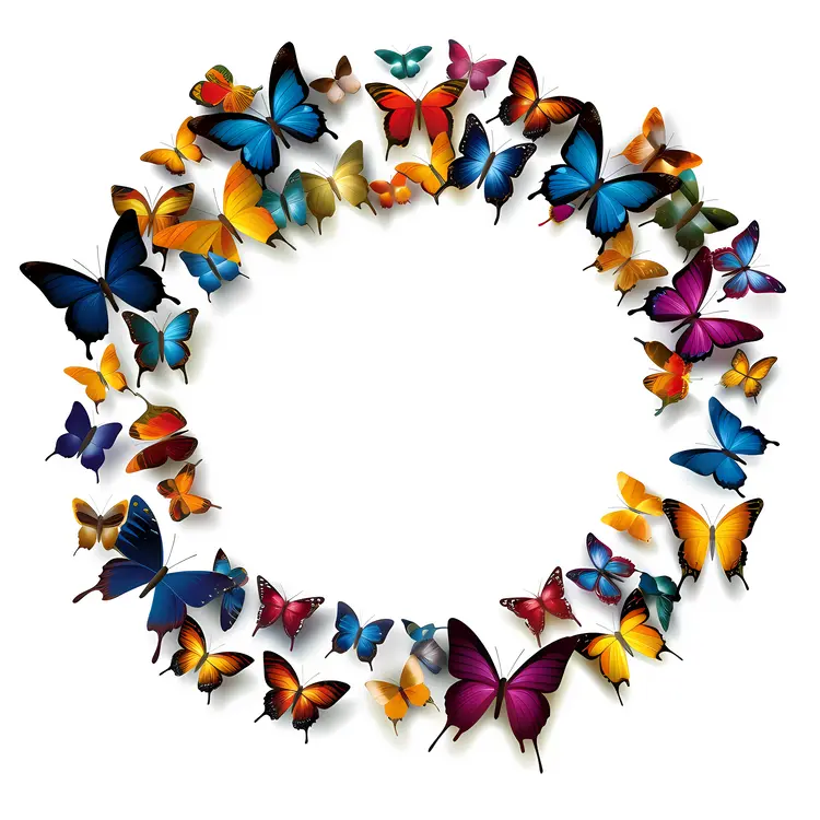 Colorful Butterflies Circle