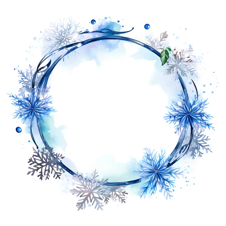 Blue Snowflake Wreath with Winter Snowflakes