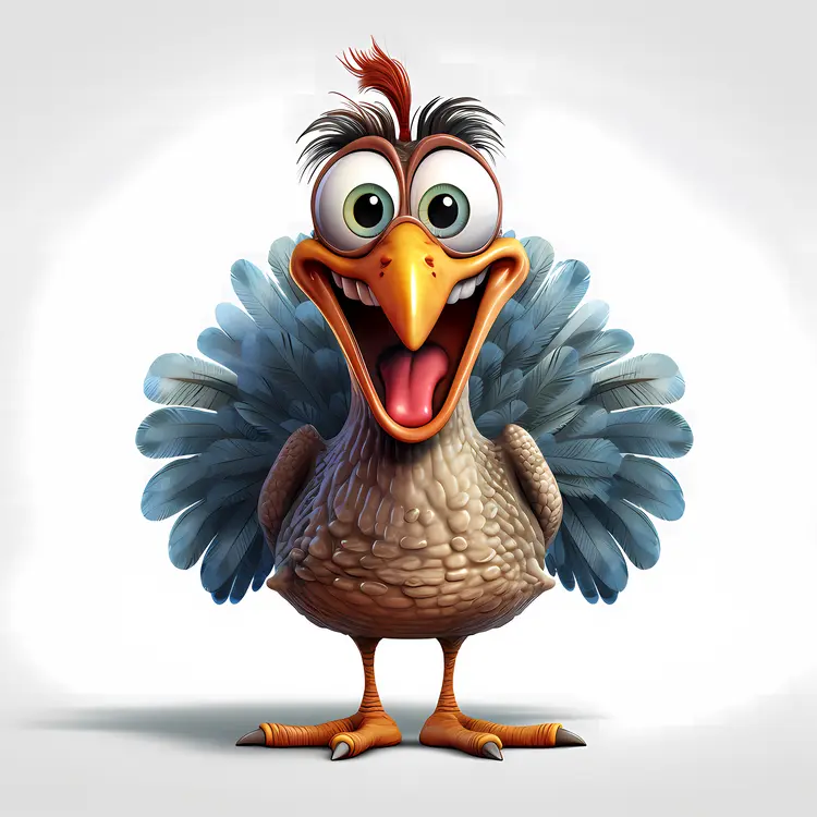 Cartoon Turkey with Happy Expression